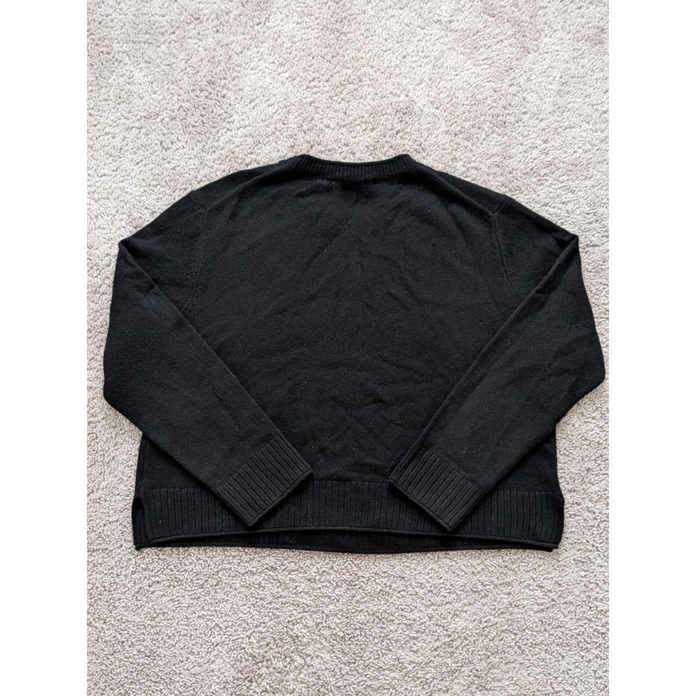 Quince Mongolian Cashmere Boxy Crewneck Sweater Womens Large Black NWT - Picture 2 of 8